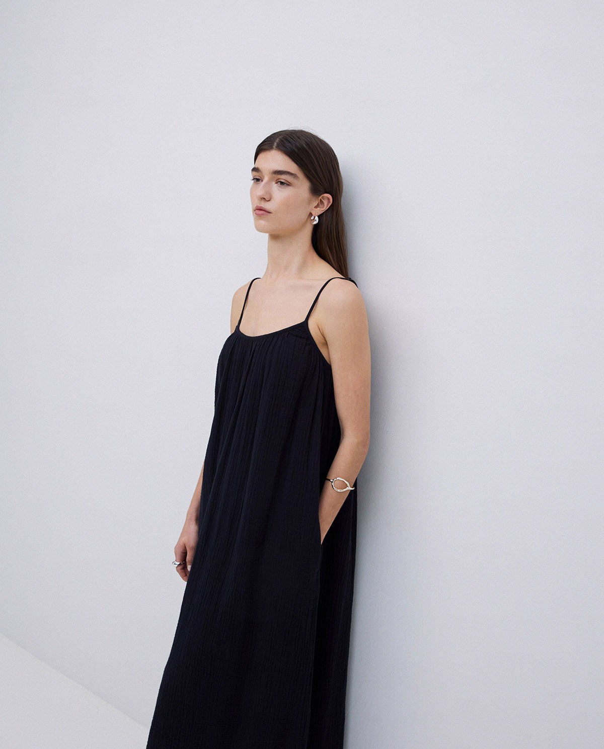Vestido largo doble gasa negro