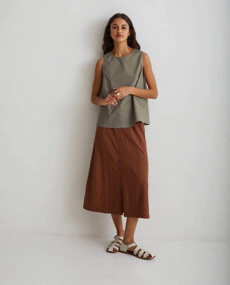 Cotton midi skirt Brown