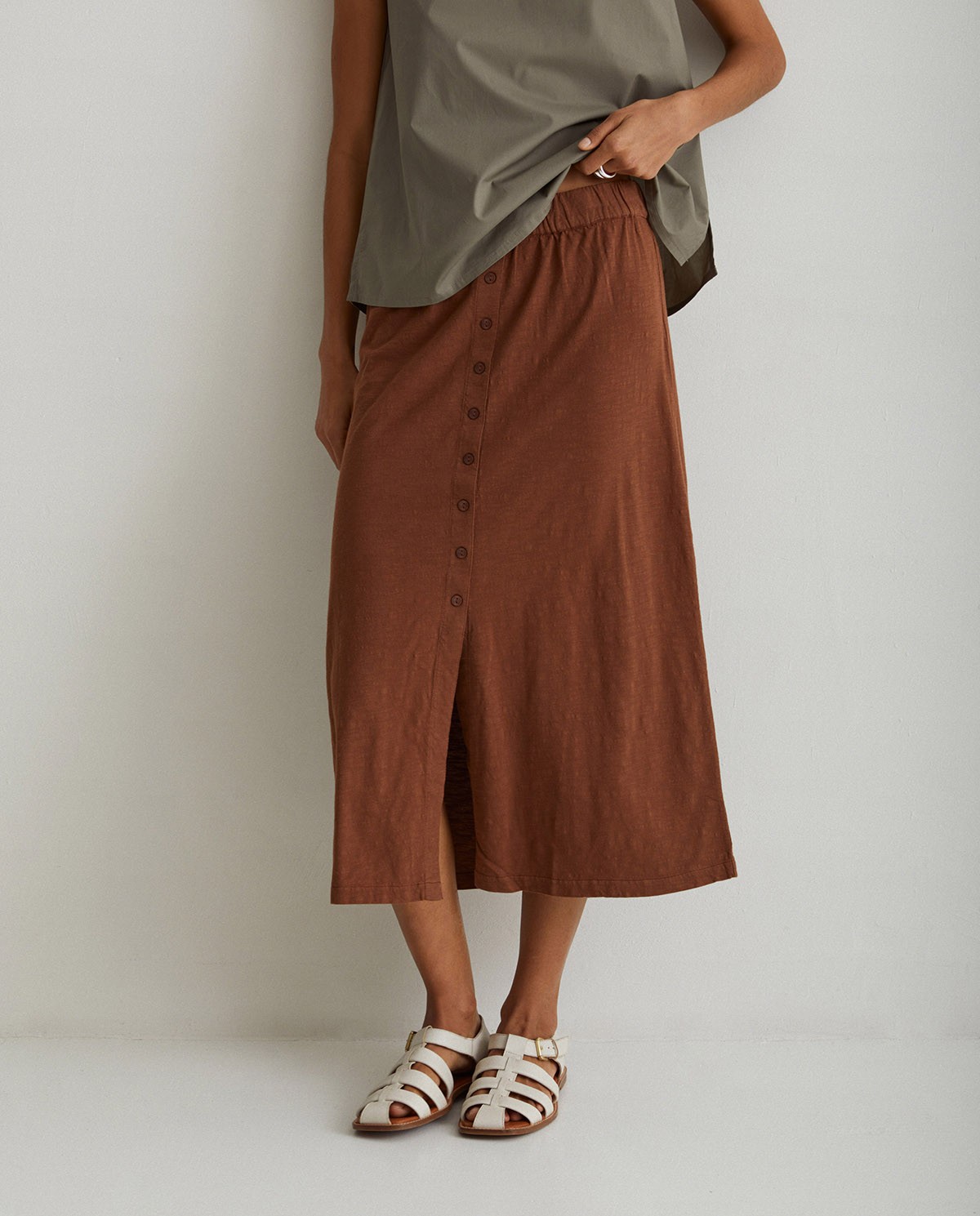 Cotton midi skirt Brown 2