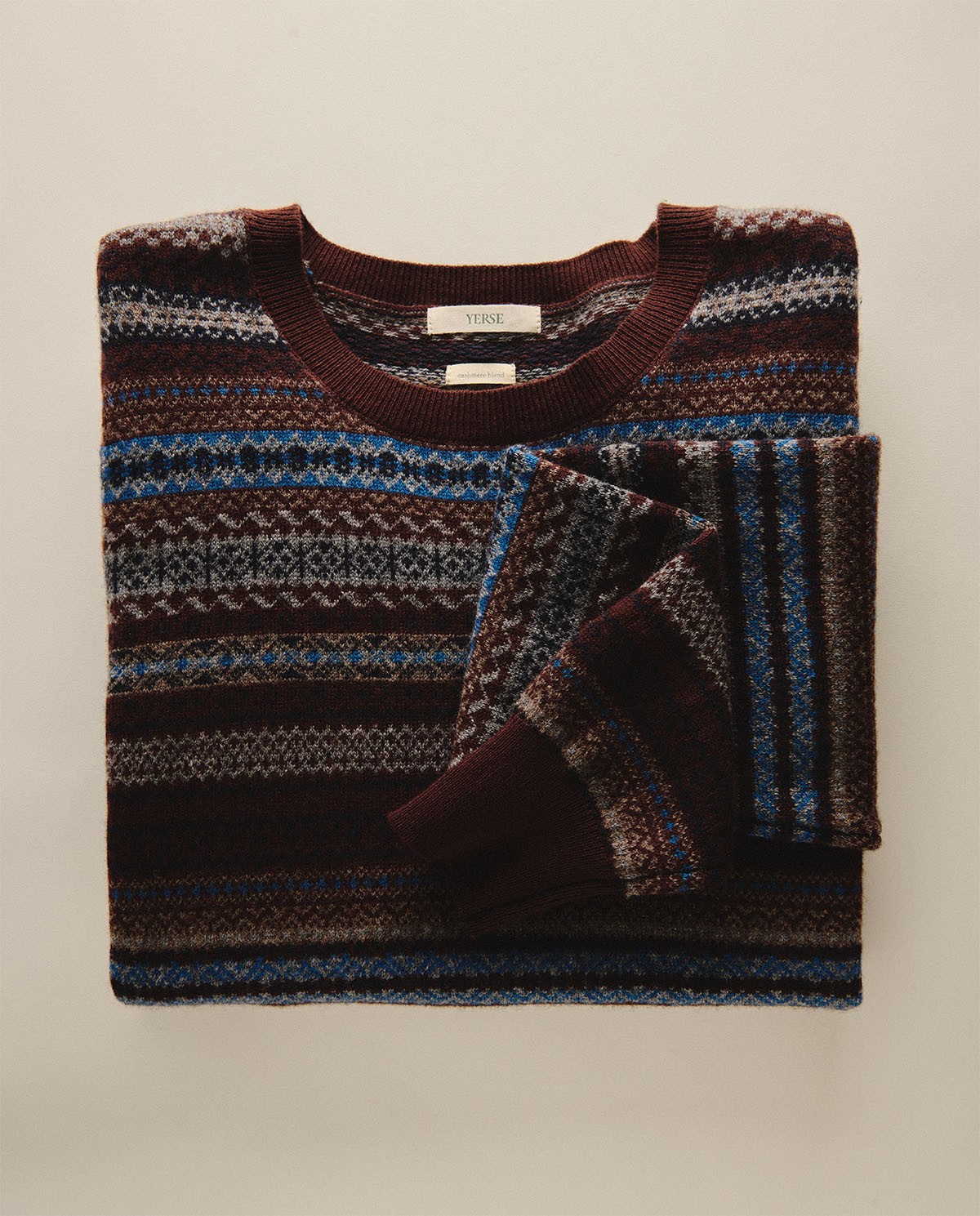 Brown wool Jacquard sweater woman Yerse - Front view