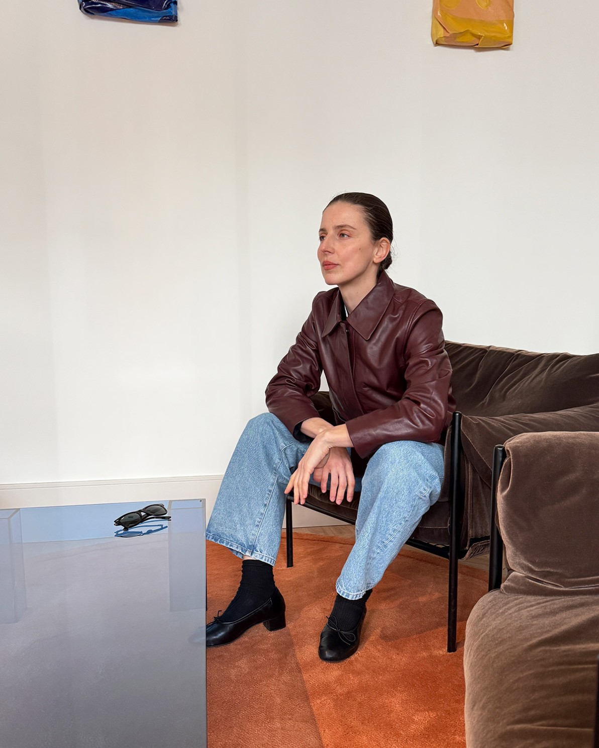 Chaqueta corta 100% piel burdeos mujer Yerse - Detalle frontal 2