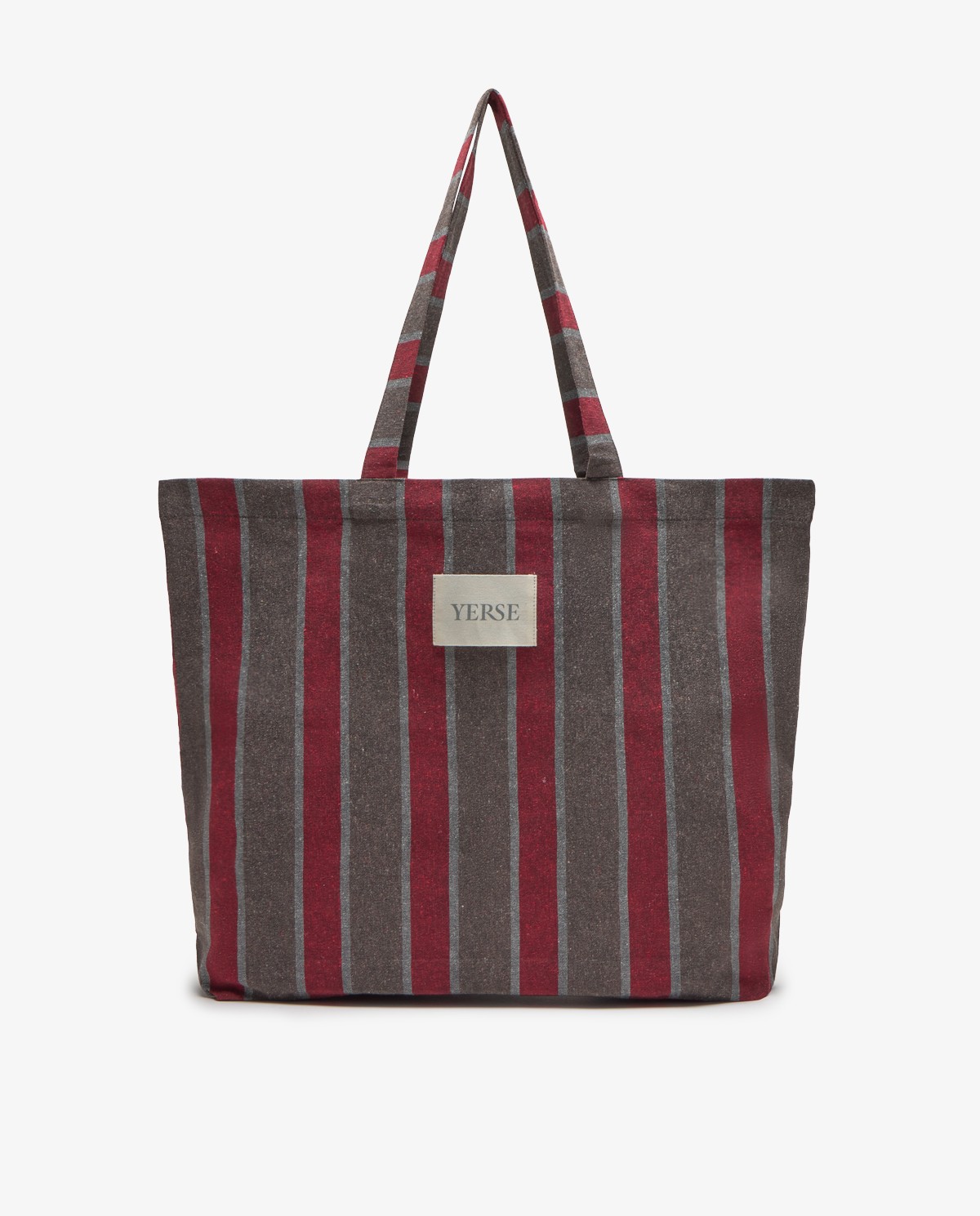 Tote bag de rayas en tonos marrón y rojo 3