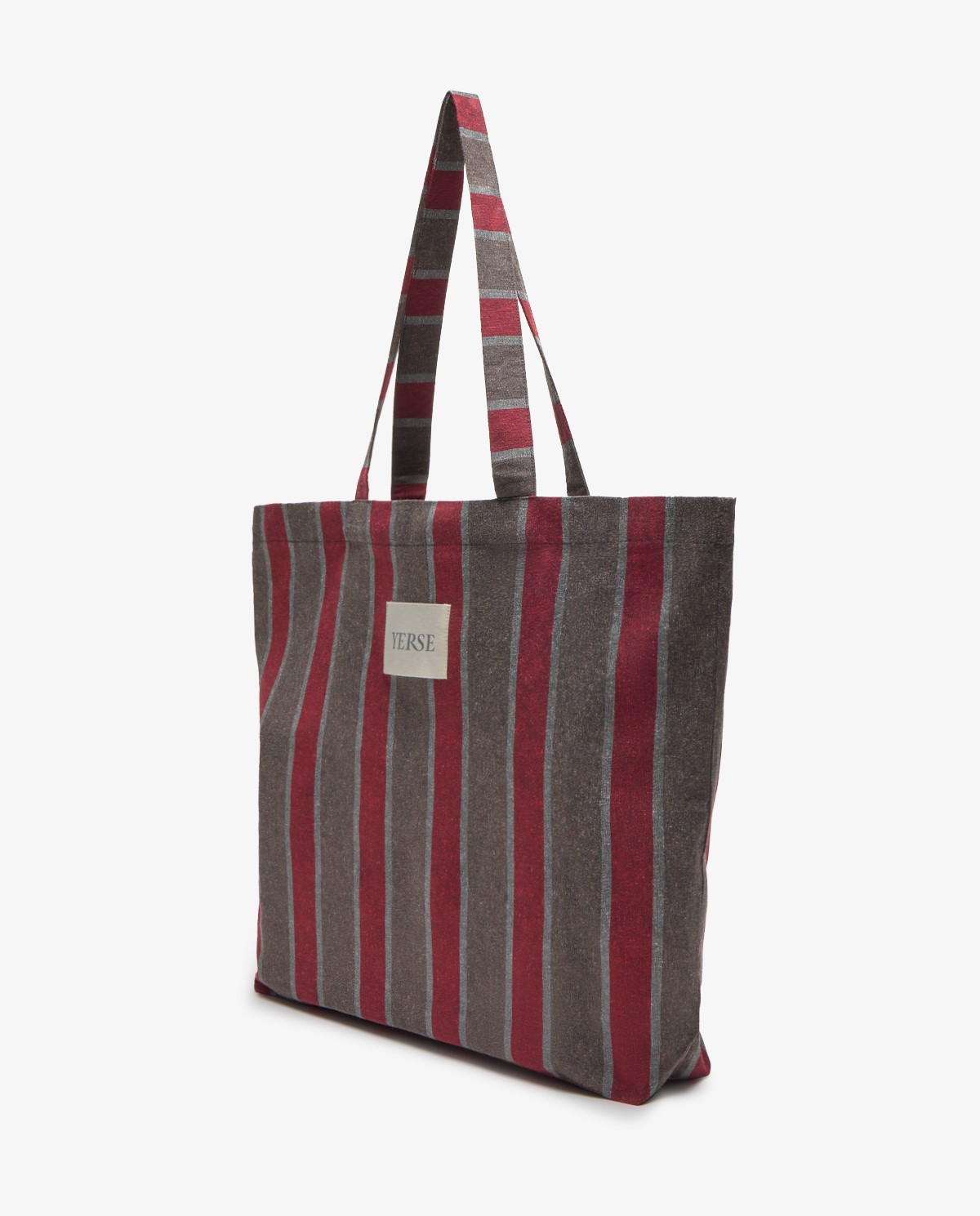 Tote bag de rayas en tonos marrón y rojo 2