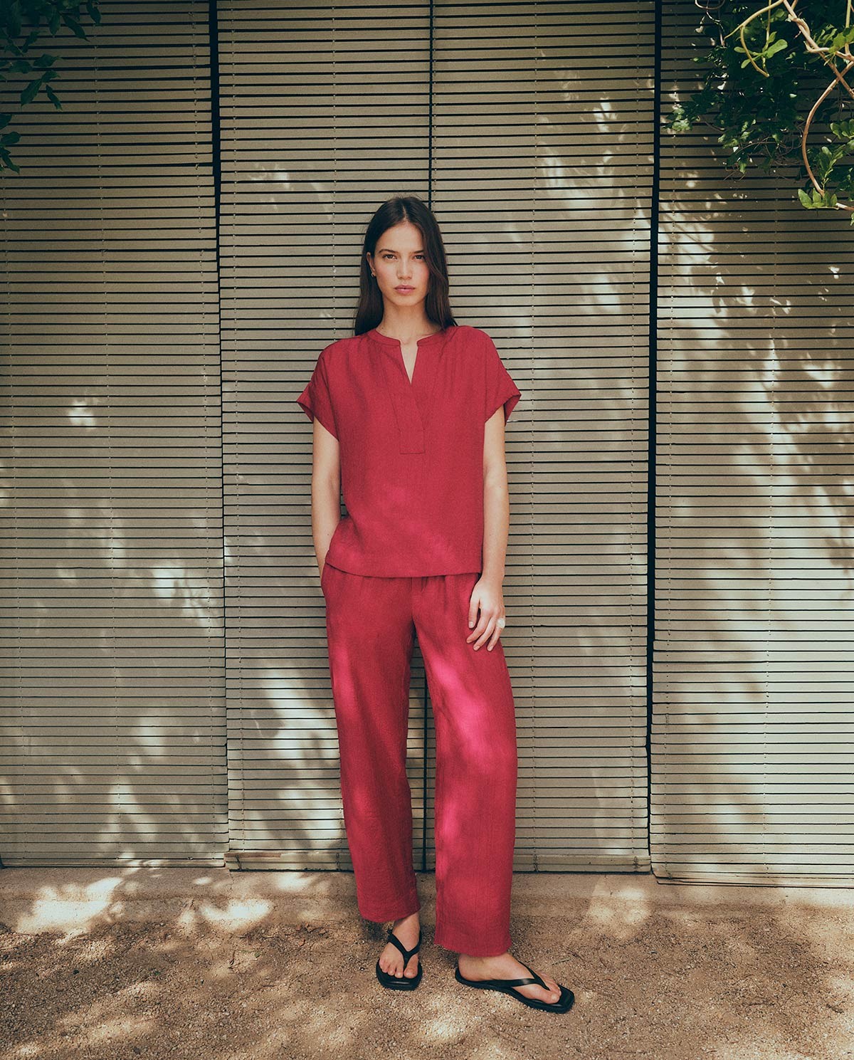 Blusa fluida escote pico