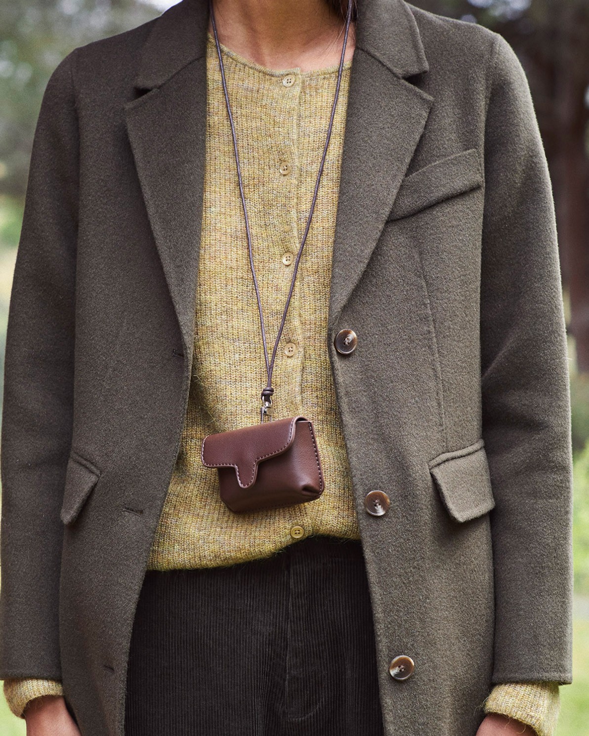 Handmade wool-blend midi coat khaki