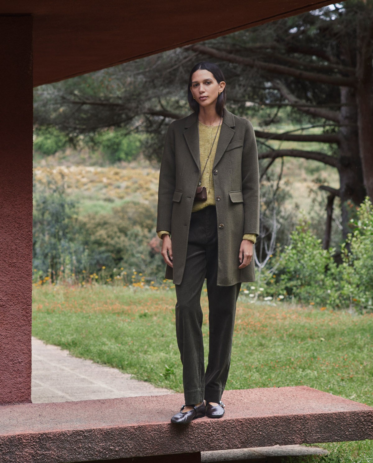 Khaki wool blend midi coat - Regular fit midi coat