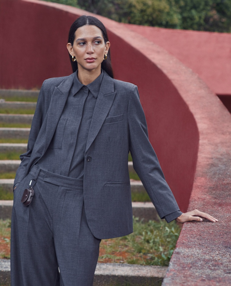 Blazer traje con lana gris - Blazer con forro