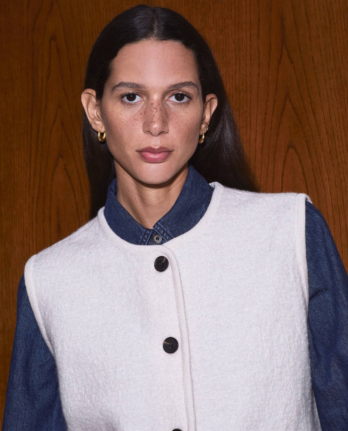 Raw wool blend vest with pockets - Vest made with boiled wool