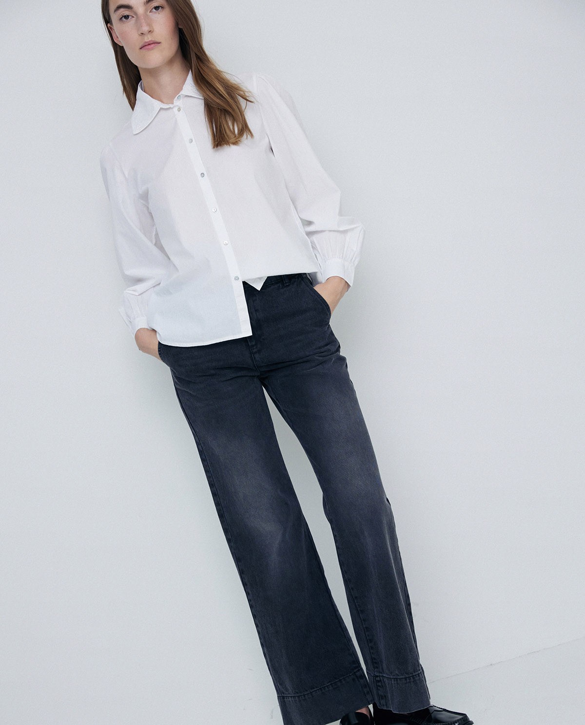Chemisier en coton brode blanc