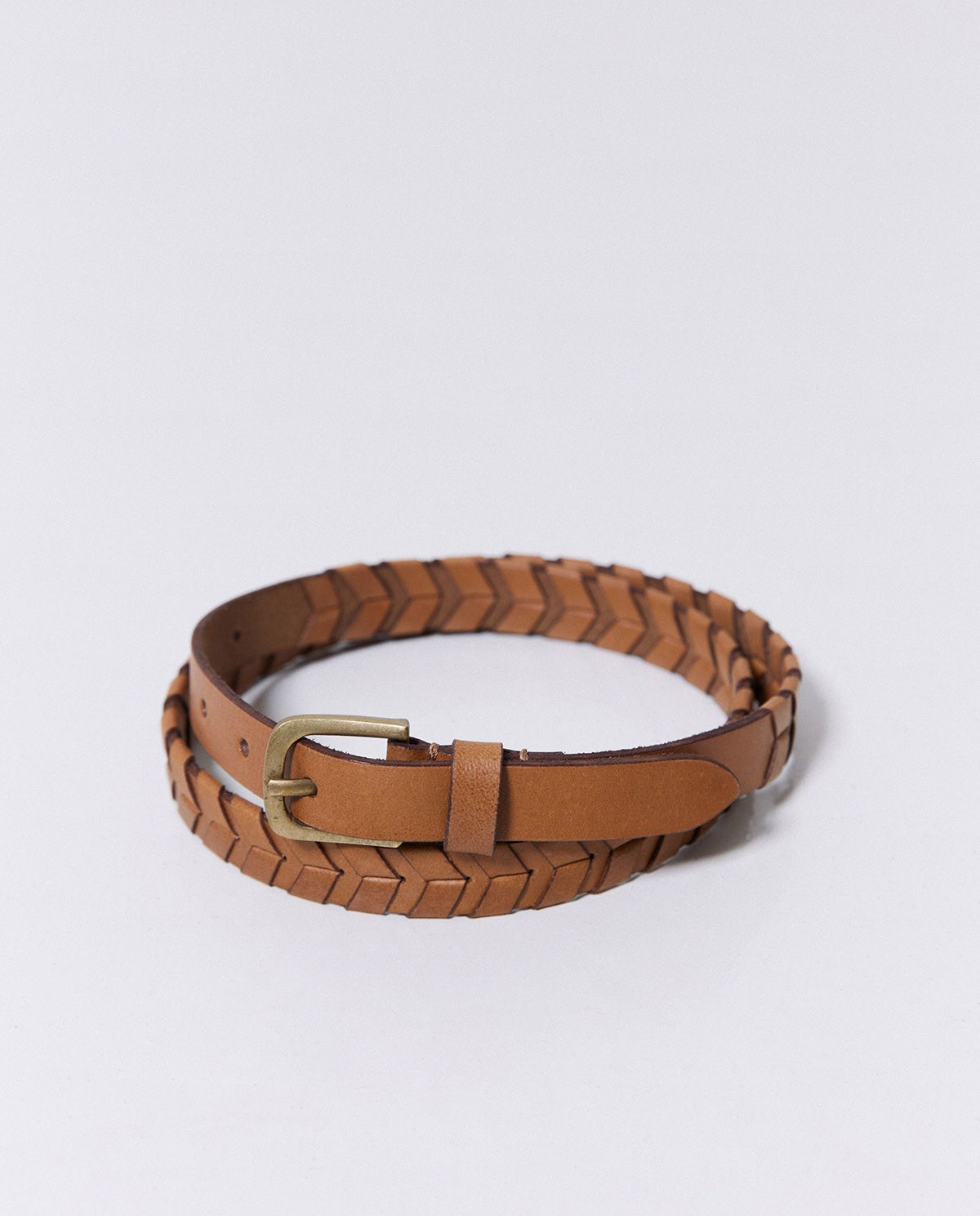 Cinturó pell trenat handmade camel