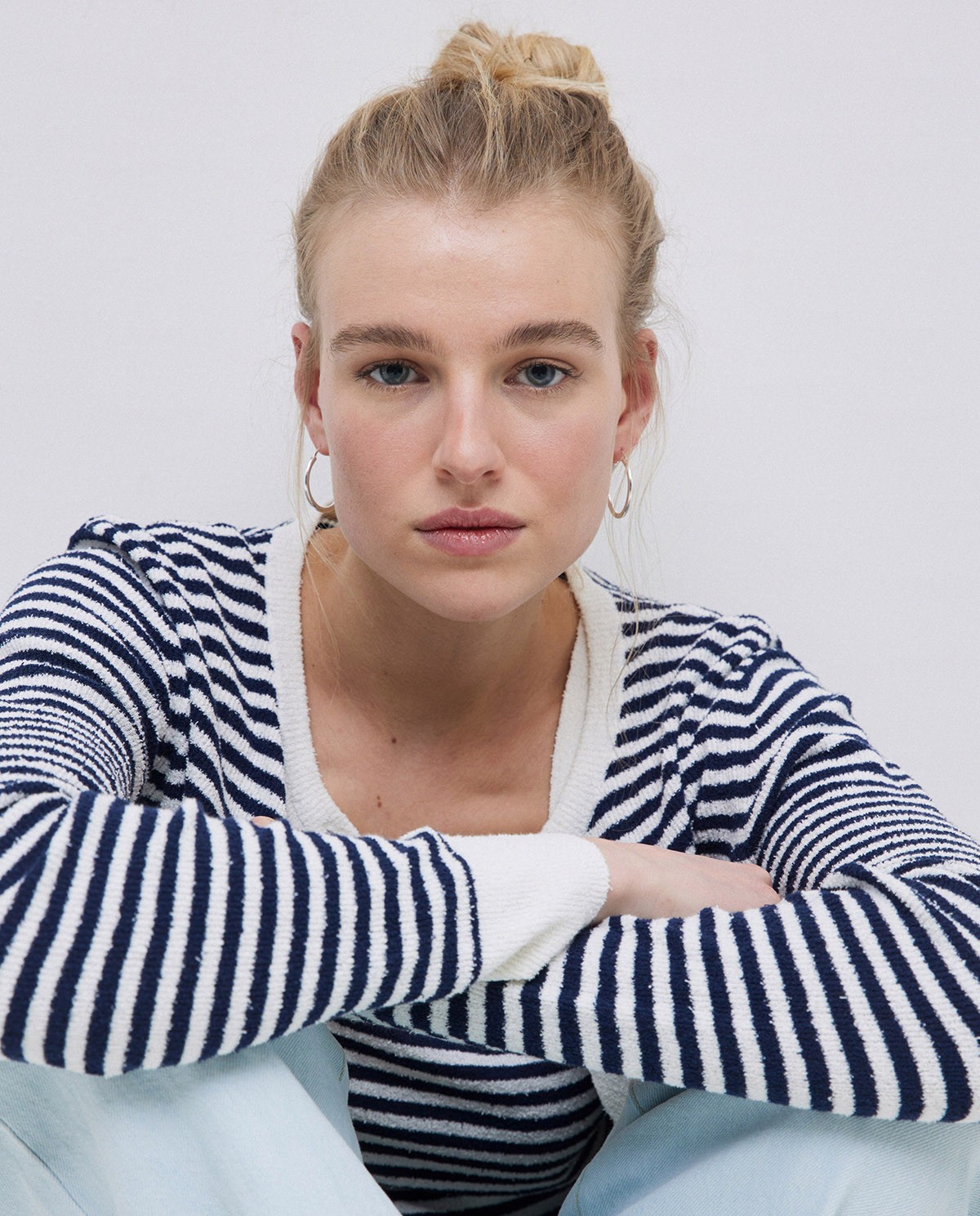 Striped cardigan with dark blue cotton - Striped print cardigan 6