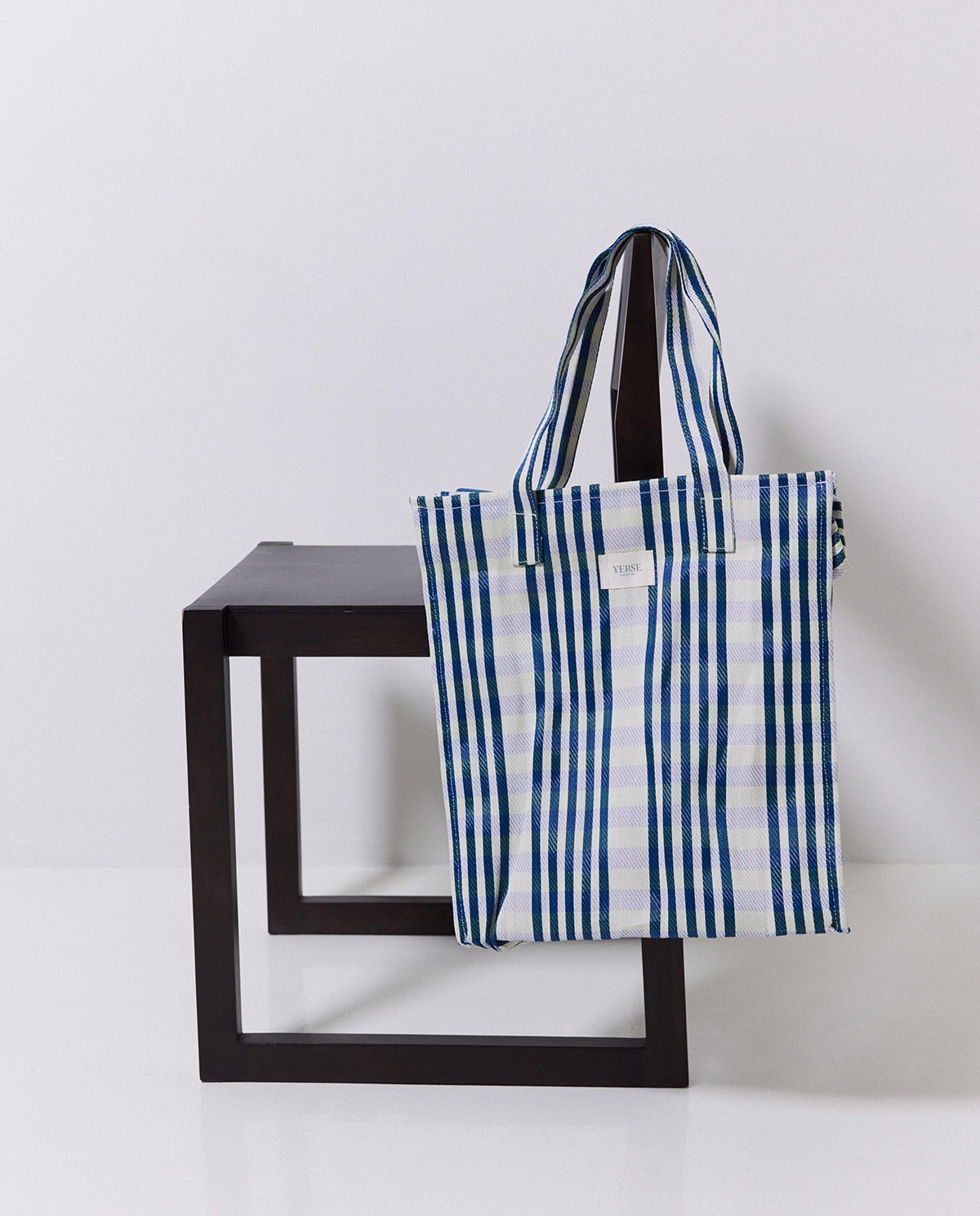 Bossa tote quadres blau
