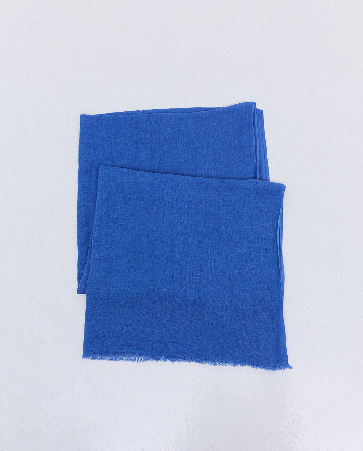 Foulard mousseline de coton et lin bleu royal 2