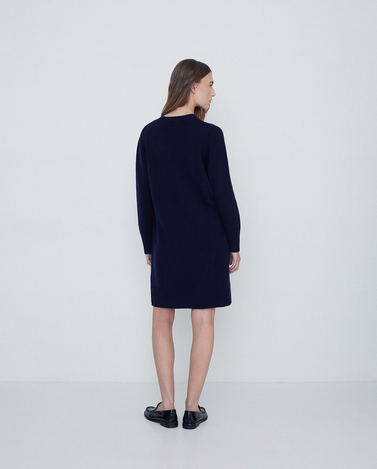 Wool midi dress navy