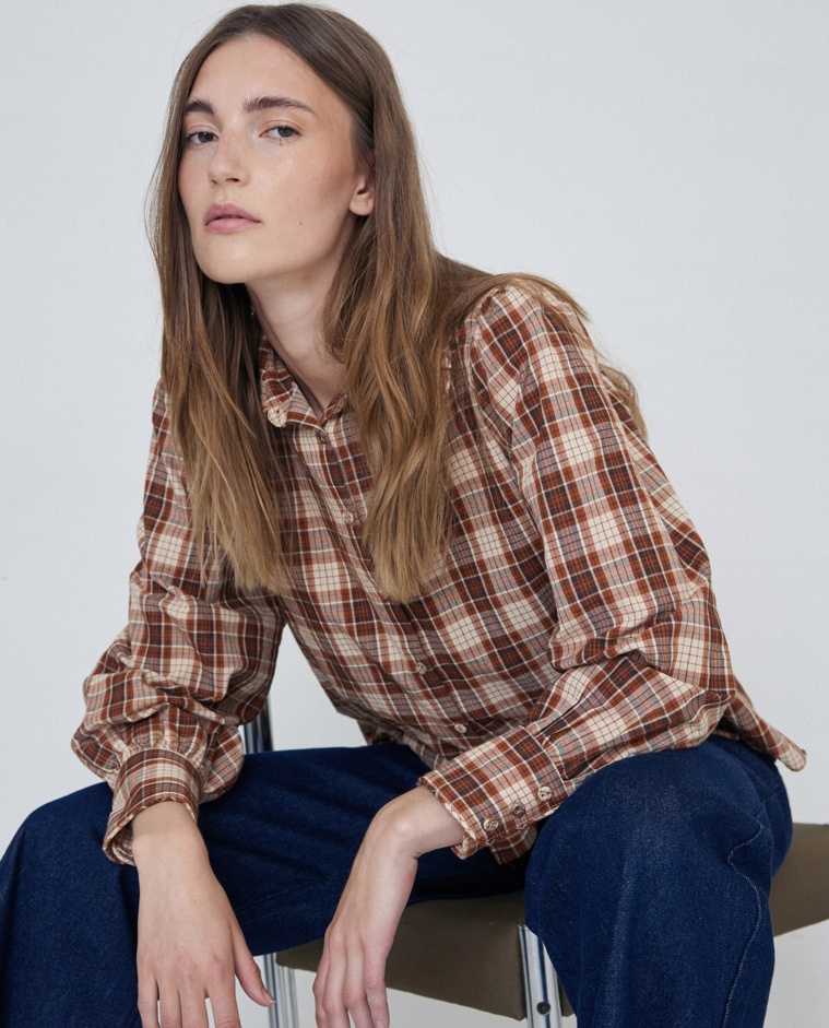 Plaid shirt with sweater over outlet