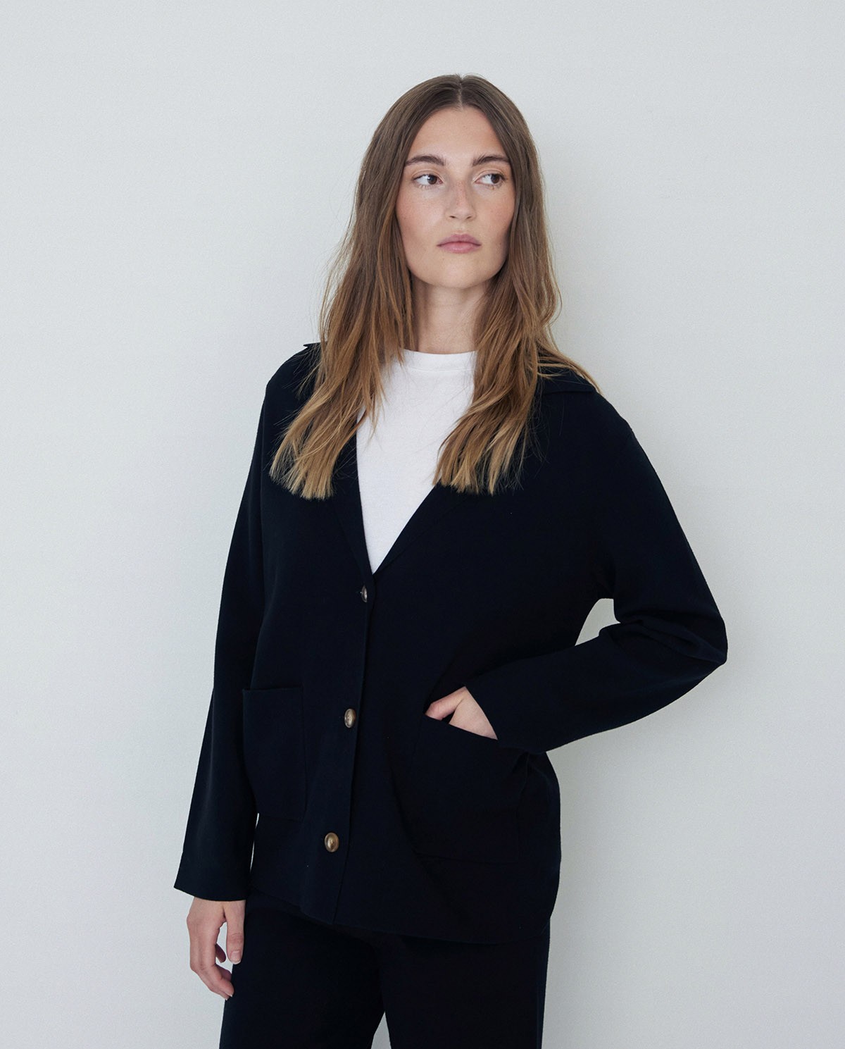 Chaqueta punto negra best sale
