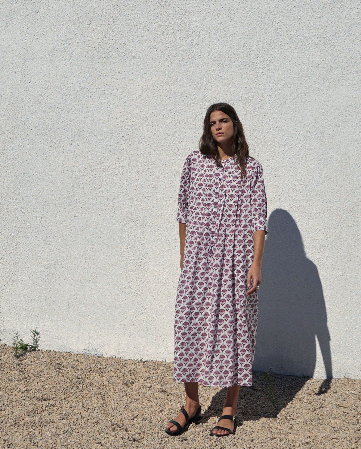Vestido midi algodón rosa - Vestido midi tejido<strong> 100% </strong><strong>algodón</strong> 1