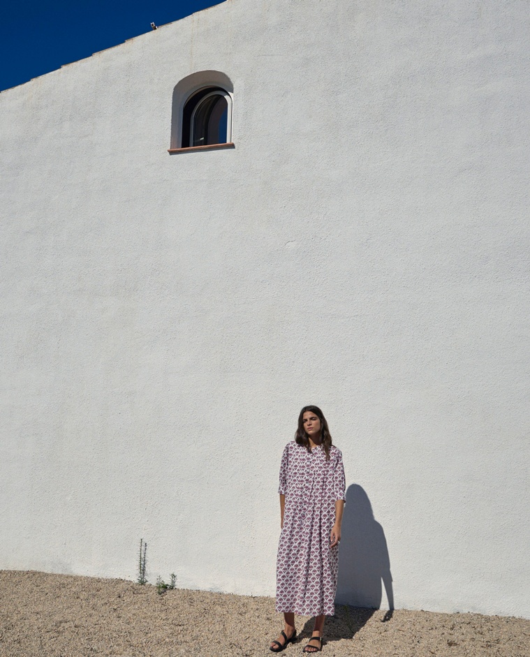 Pink cotton midi dress