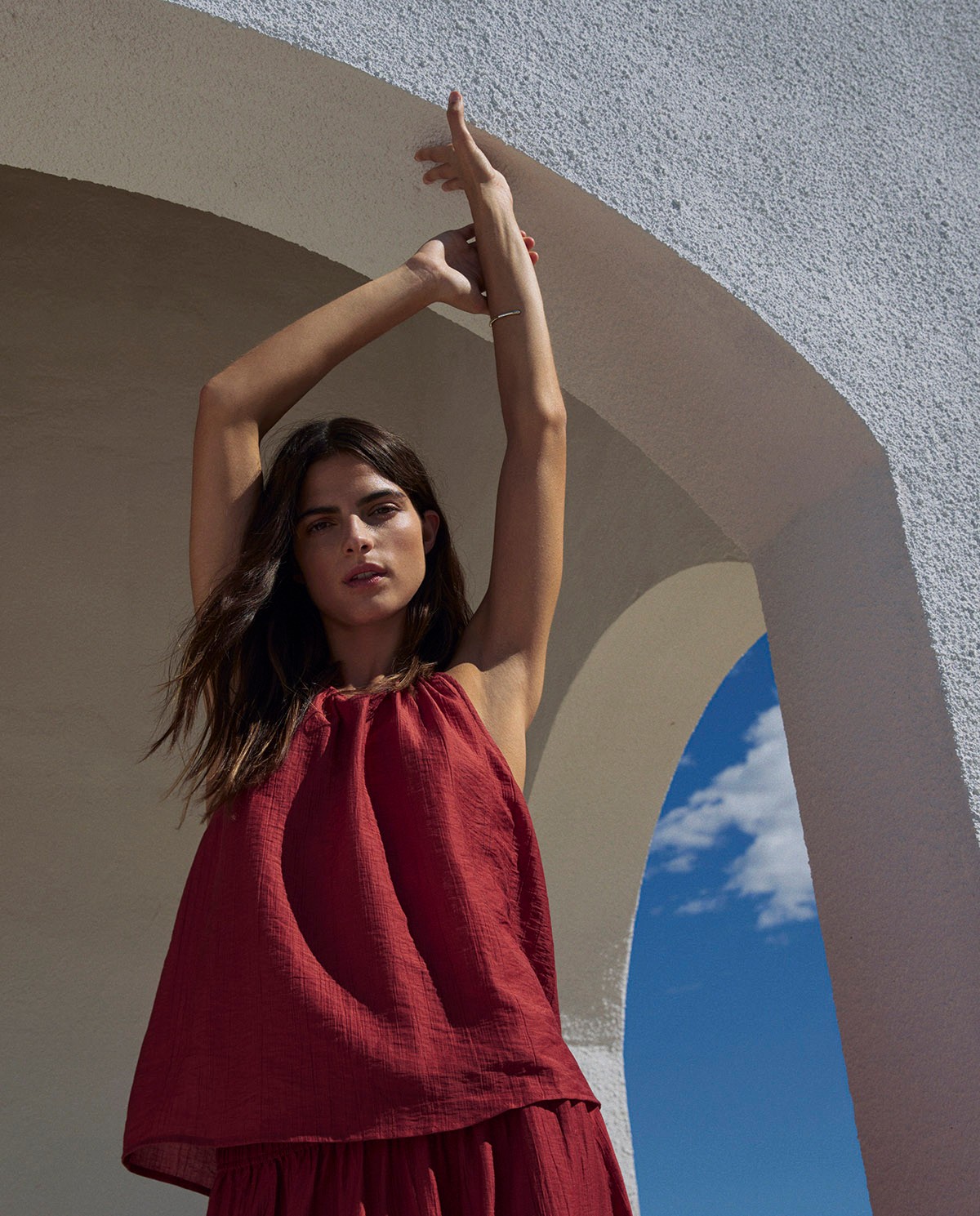 Top cuello halter lyocell rojo oscuro