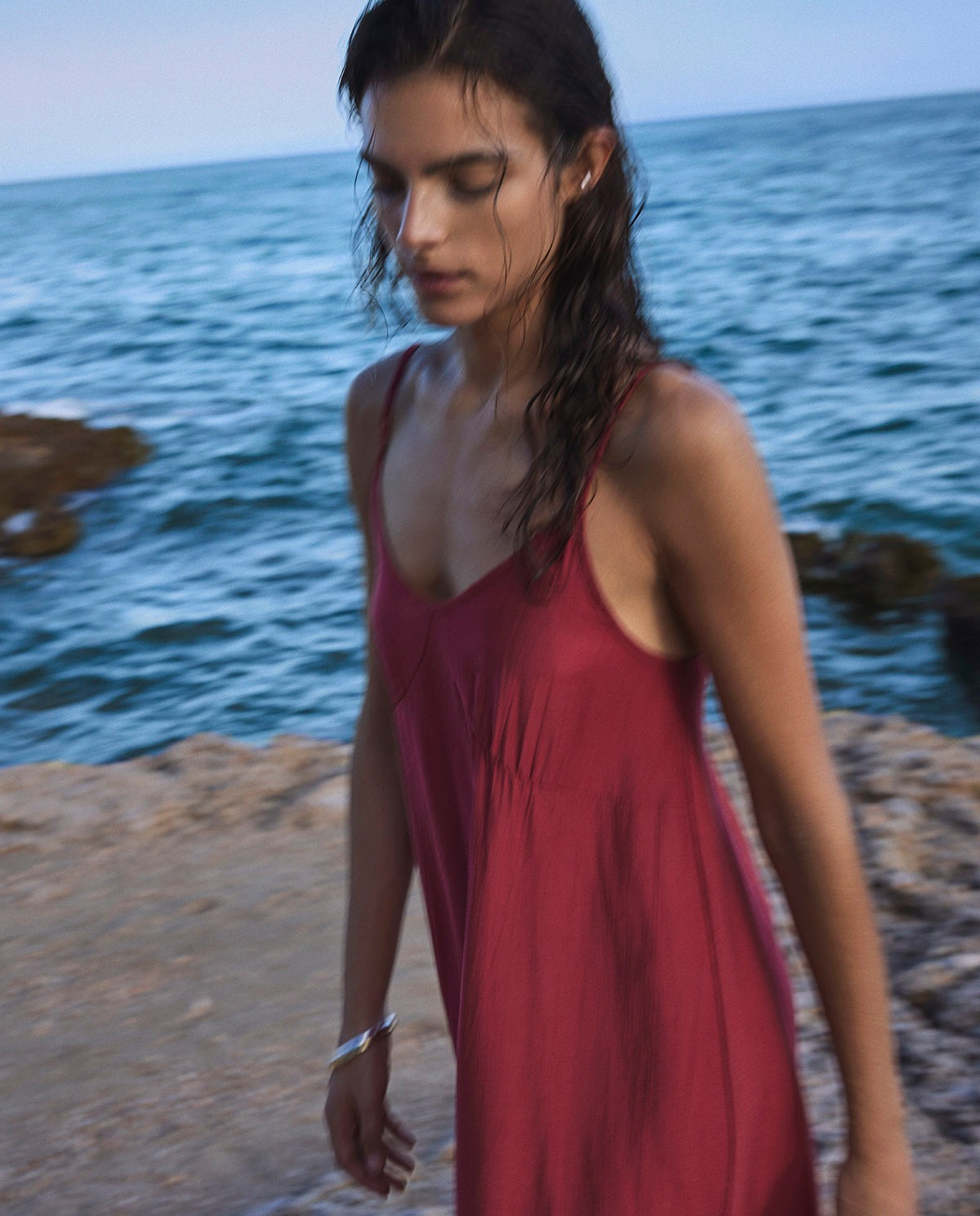 Vestido maxi fluido rojo