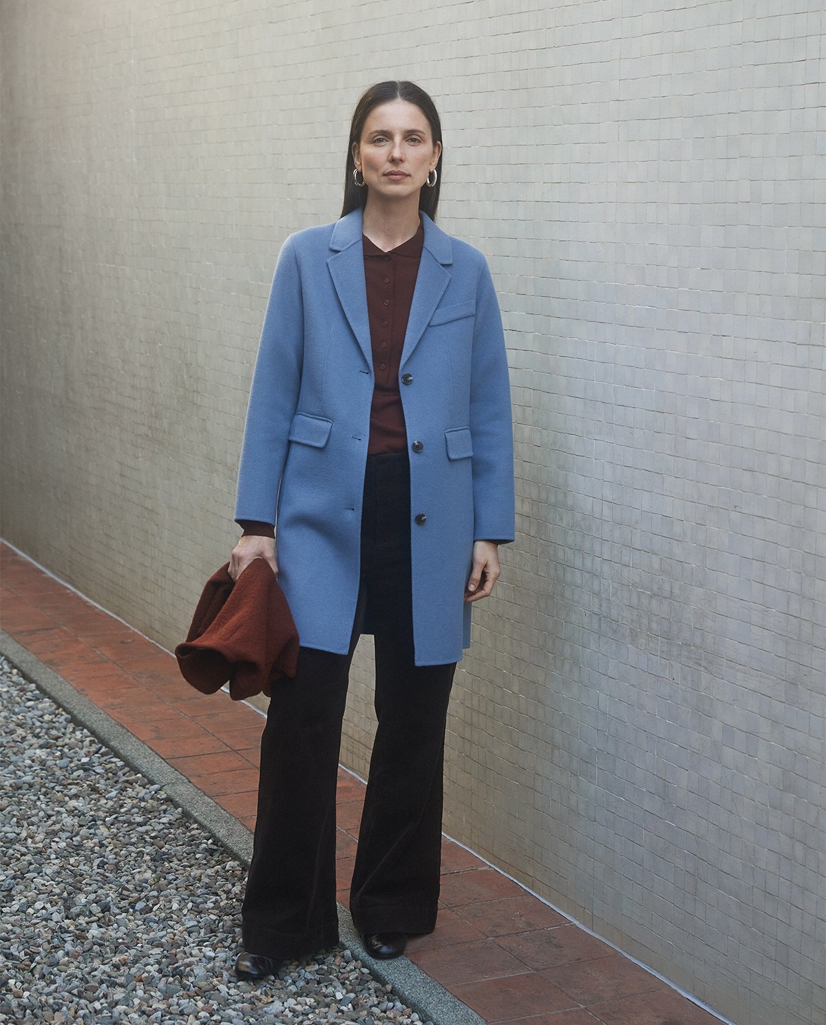 Blue wool blend midi coat - Regular fit midi coat 2