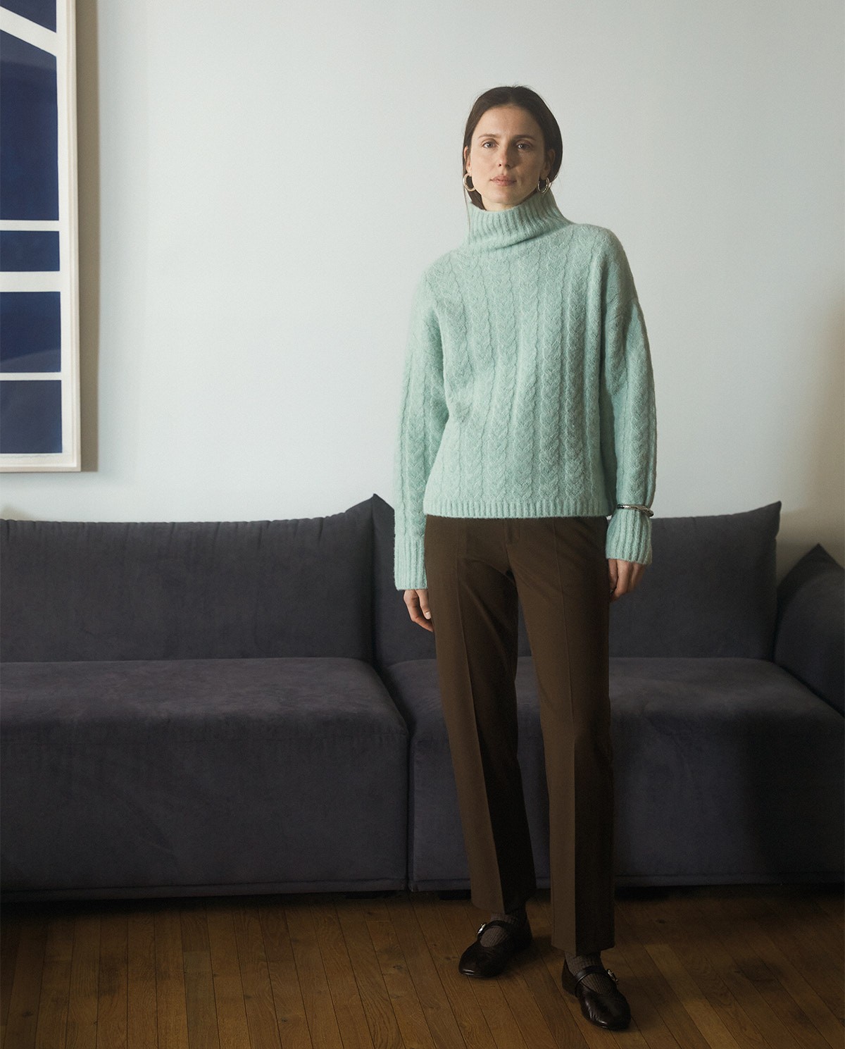 Jersey lana y alpaca verde claro - Jersey de cuello alto 1