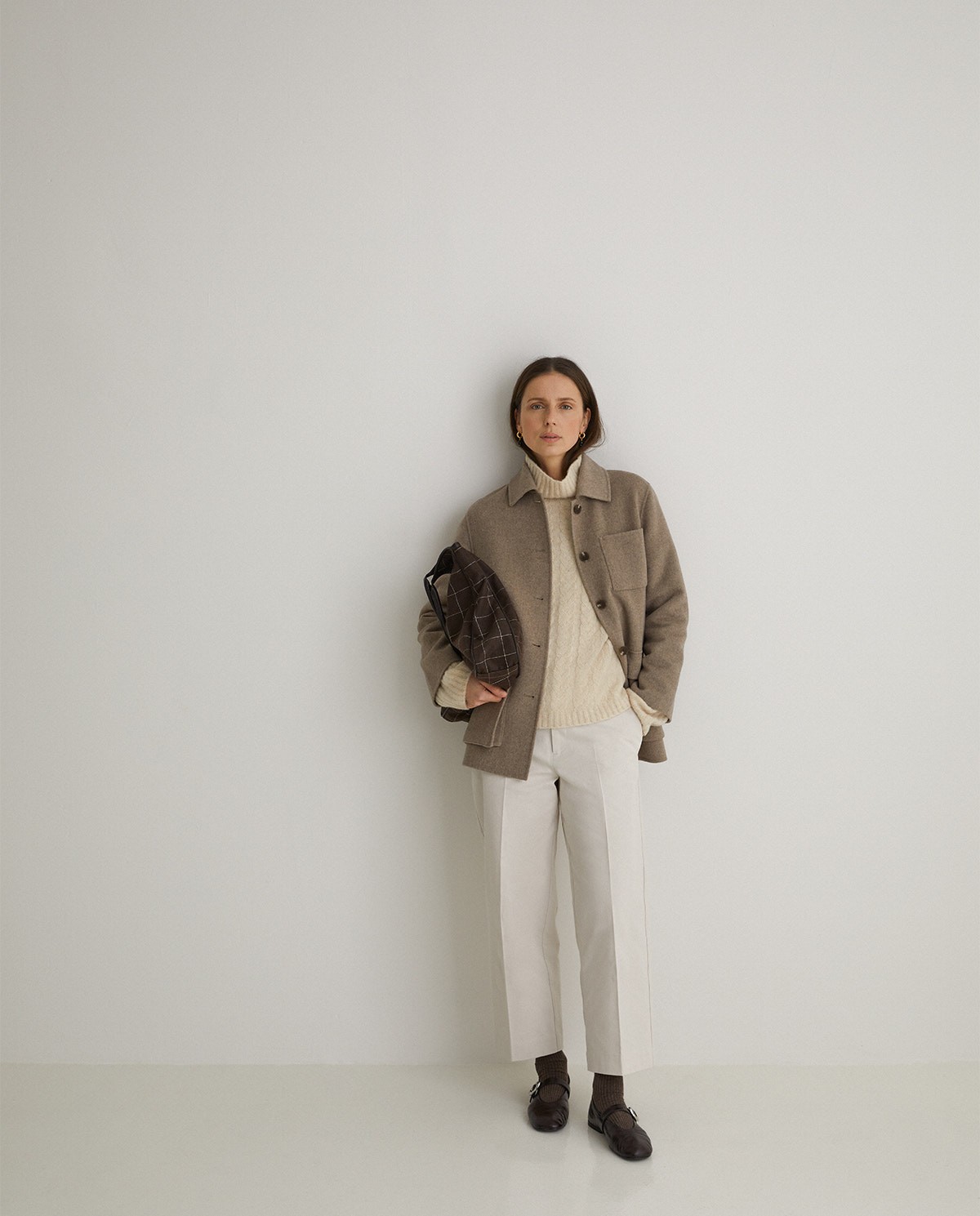 Brown wool blend short coat - Regular fit short coat 5