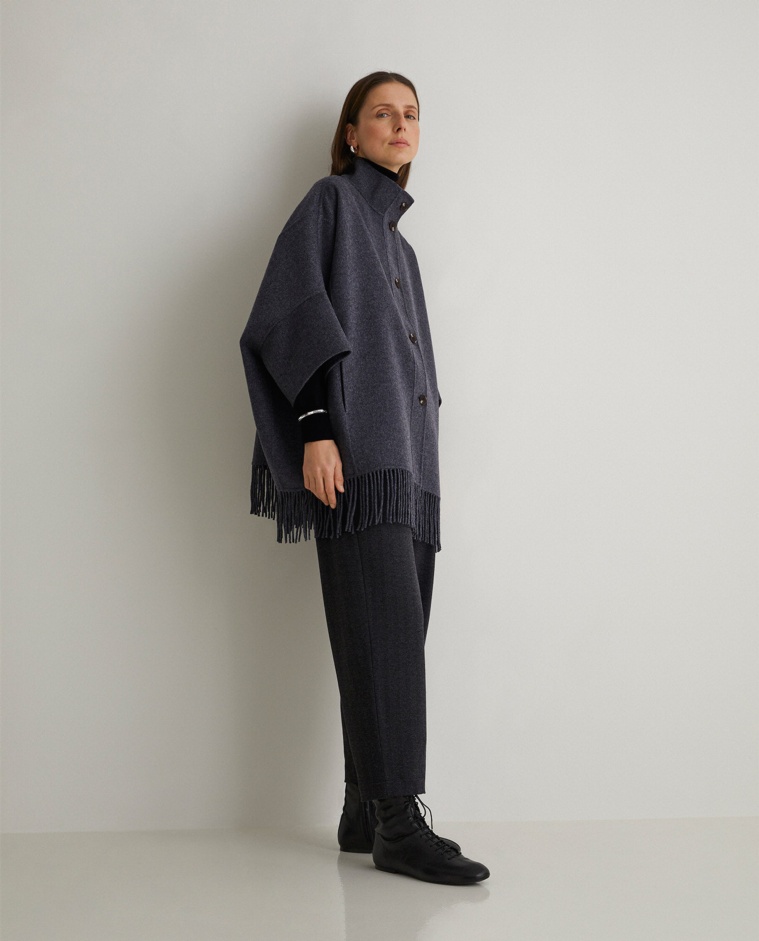 Anthracite herringbone knit pants - Herringbone knit pants