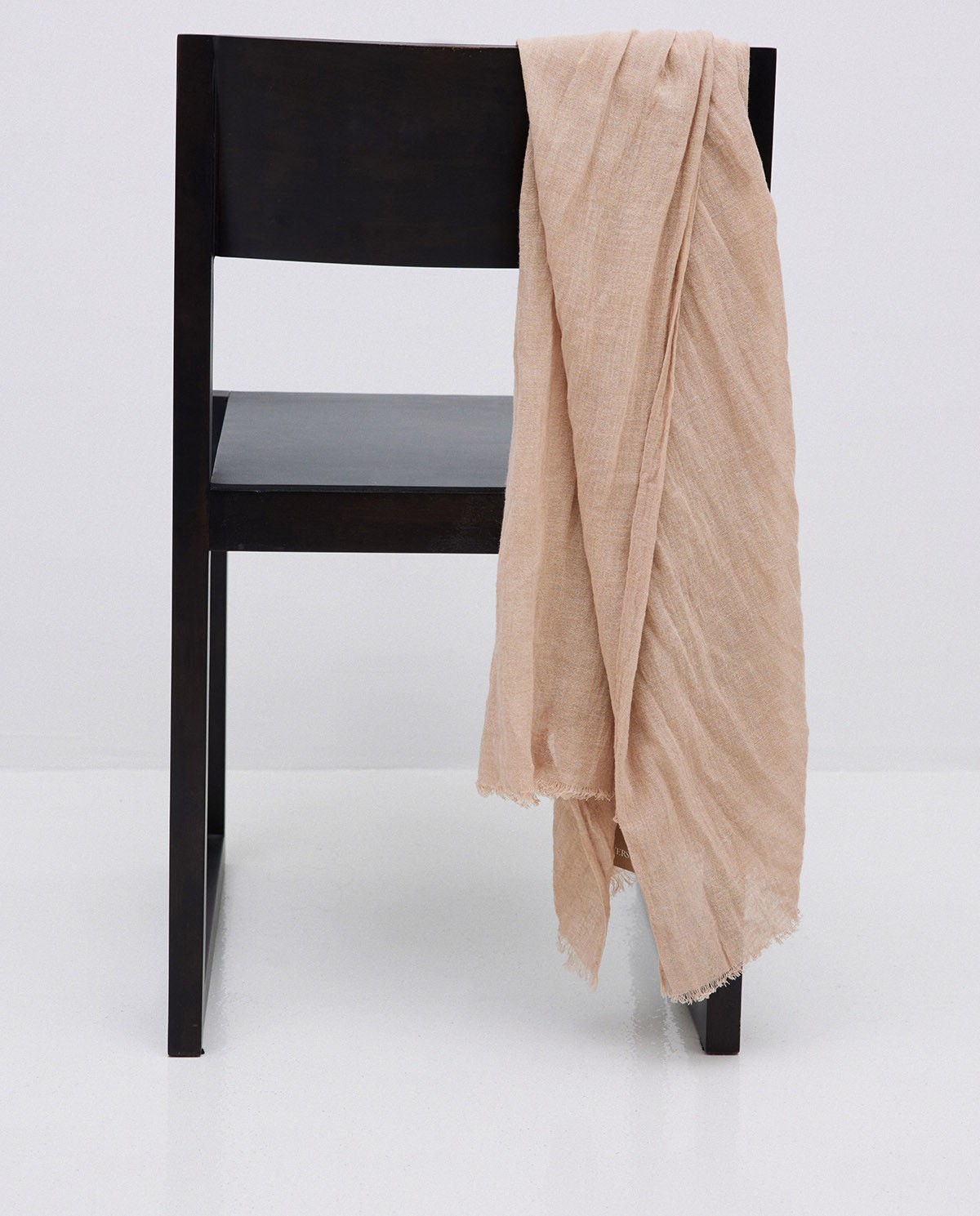 Foulard mousseline de coton et lin beige 1