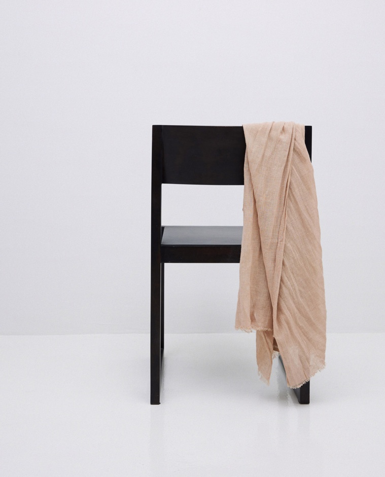 Beige cotton and linen chiffon foulard
