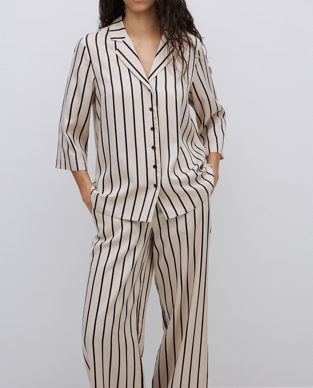 Ecru Tencel wide-leg trousers 4