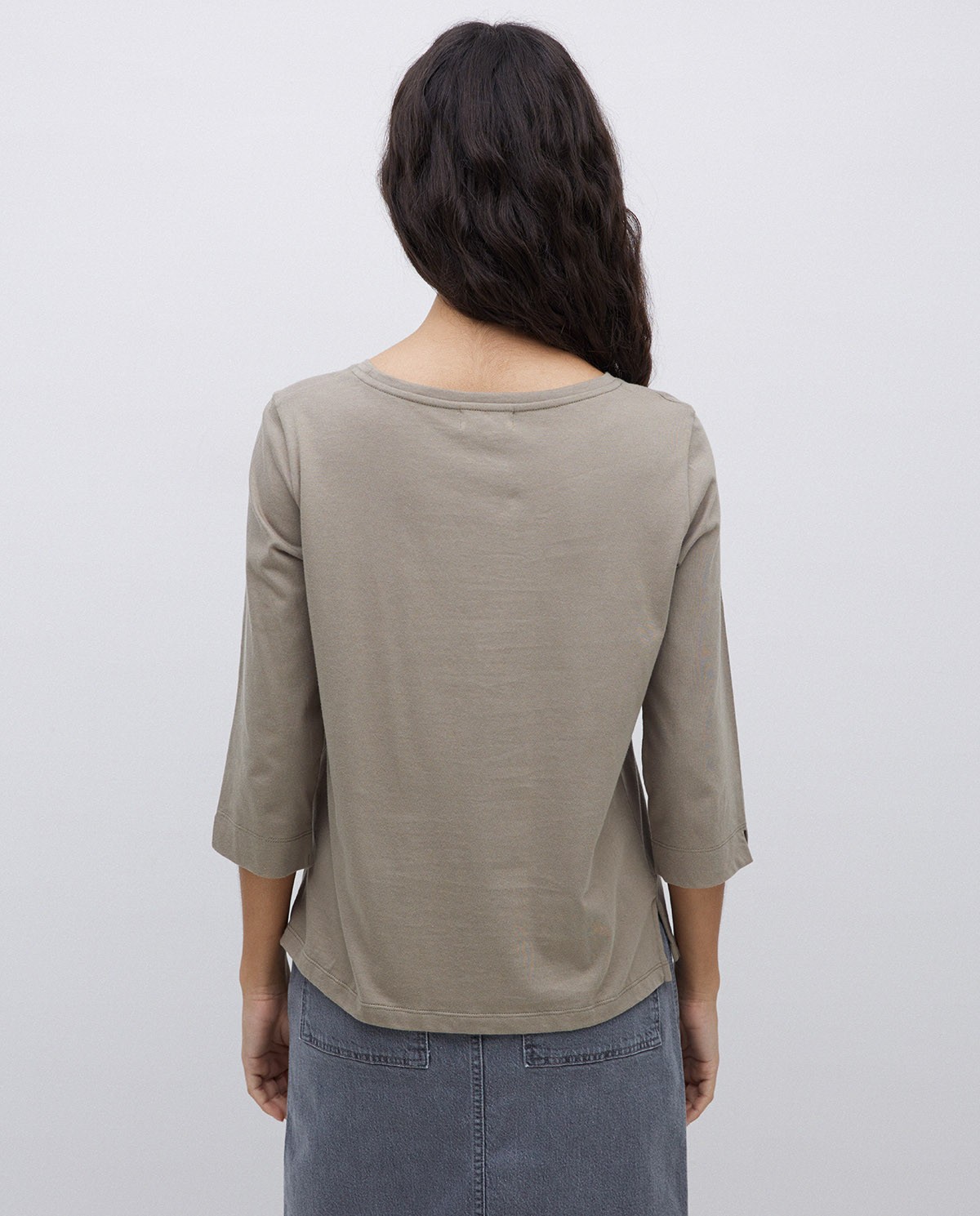 Camiseta básica 3/4 caqui 2