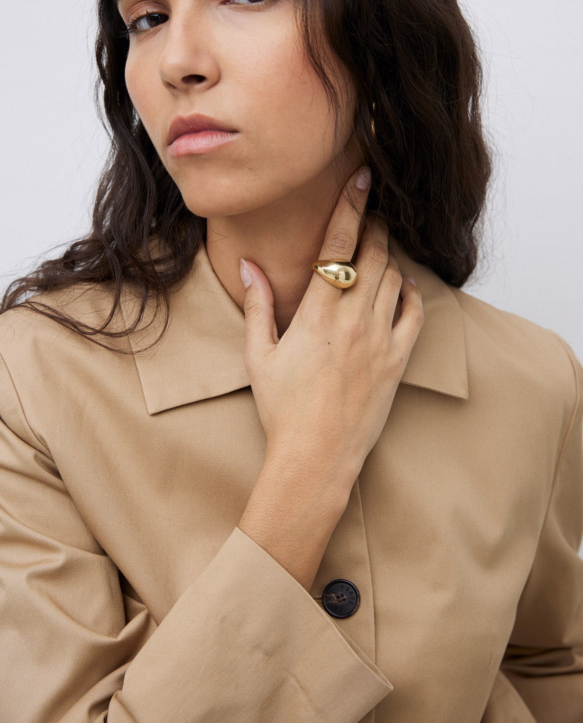 Chaqueta tejido gabardina camel 2