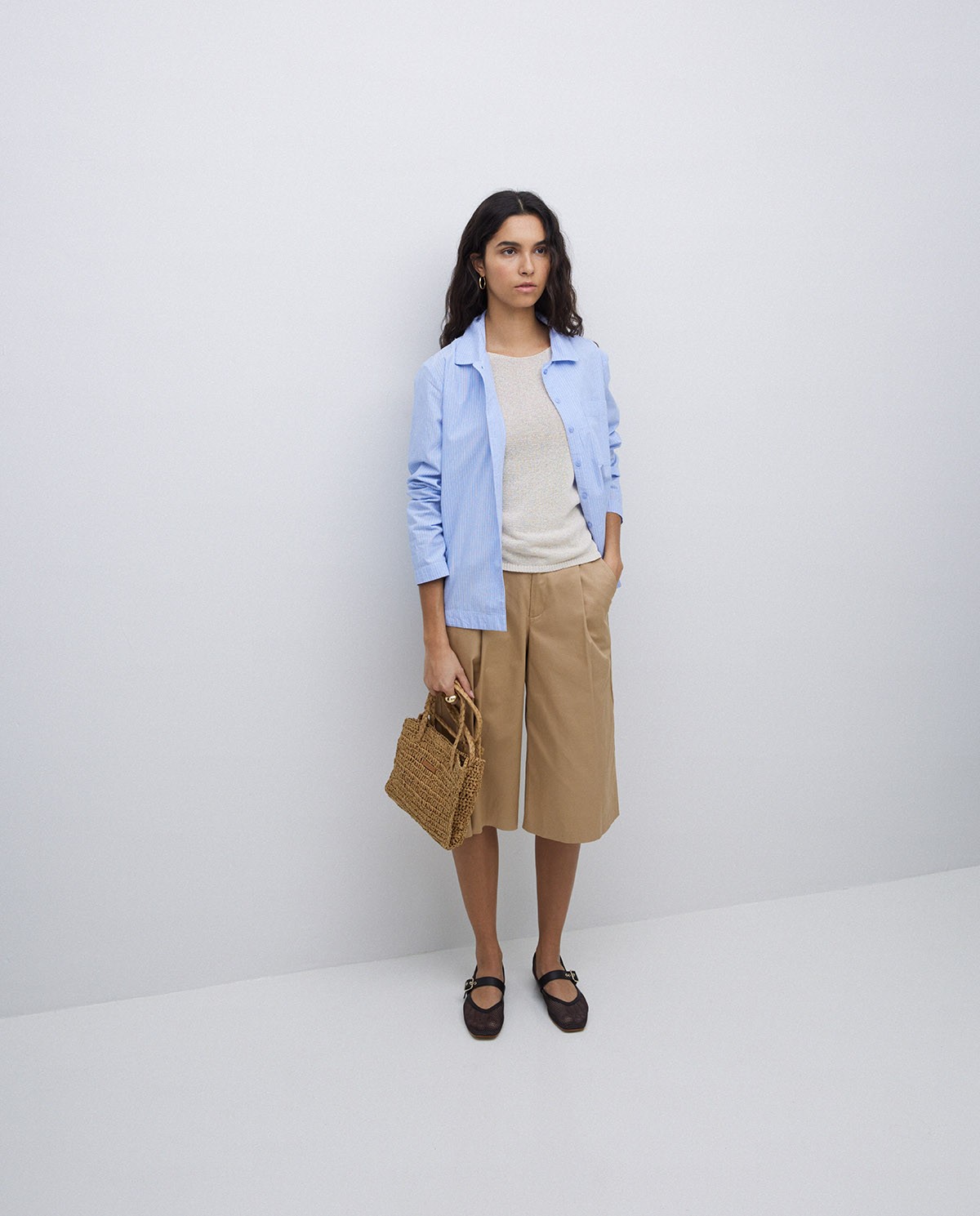 Chemise en popeline bleue à rayures 6