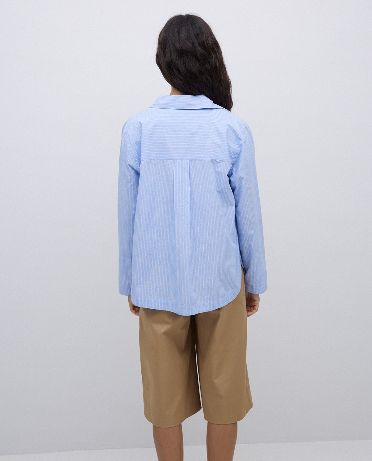 Chemise en popeline bleue à rayures 5