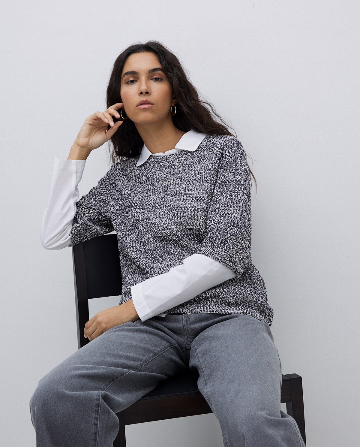 Pull bleu foncé ajouré