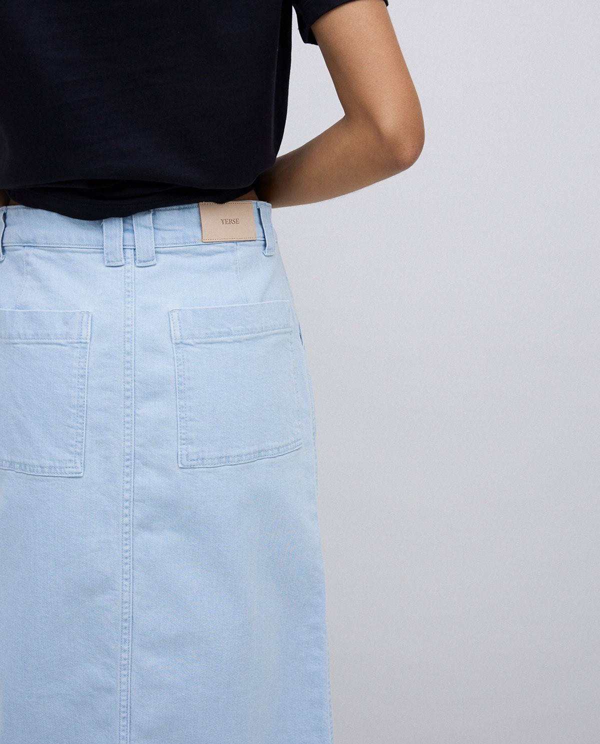 Falda tejana midi azul índigo
