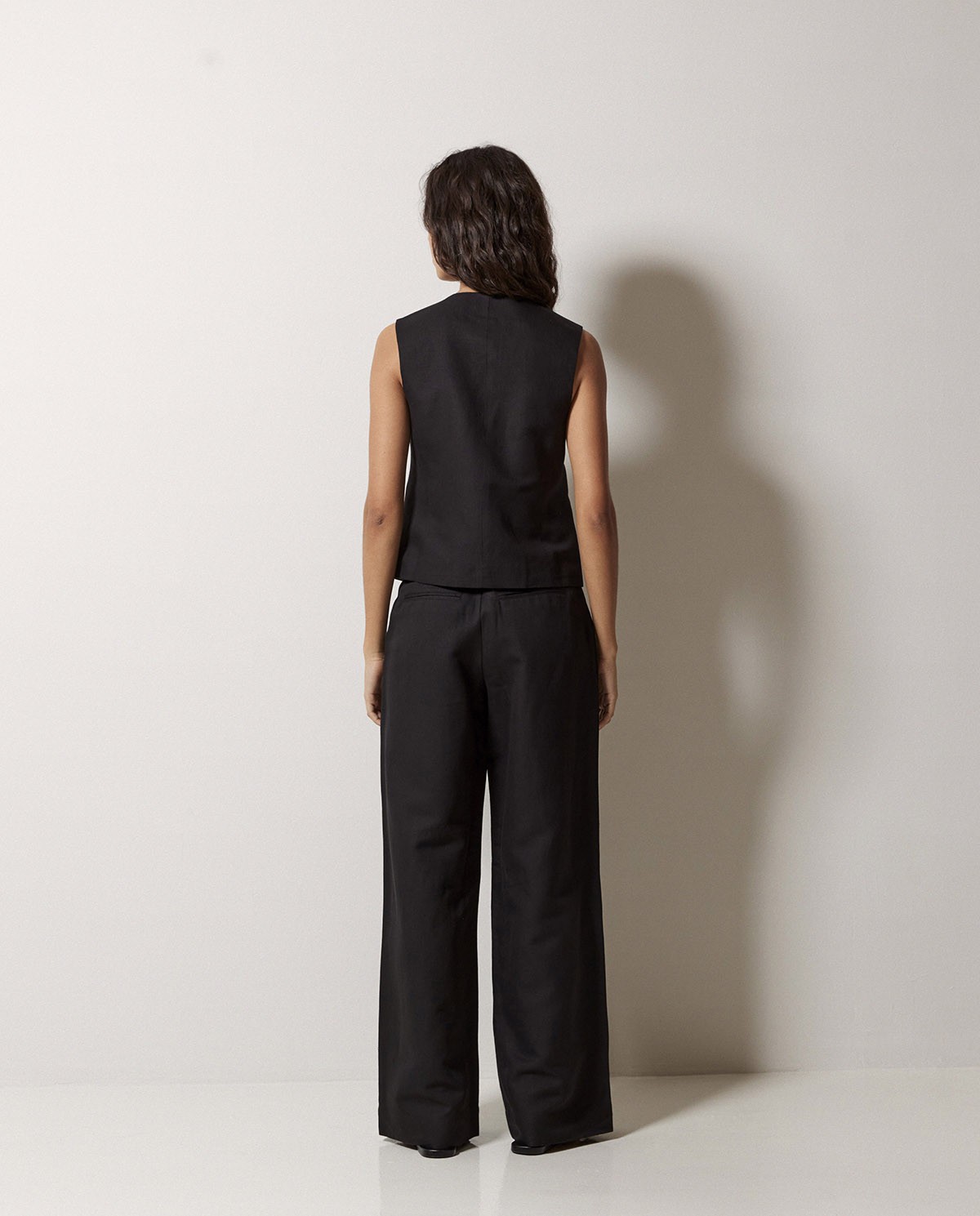 Gilet en lin mélangé noir 4