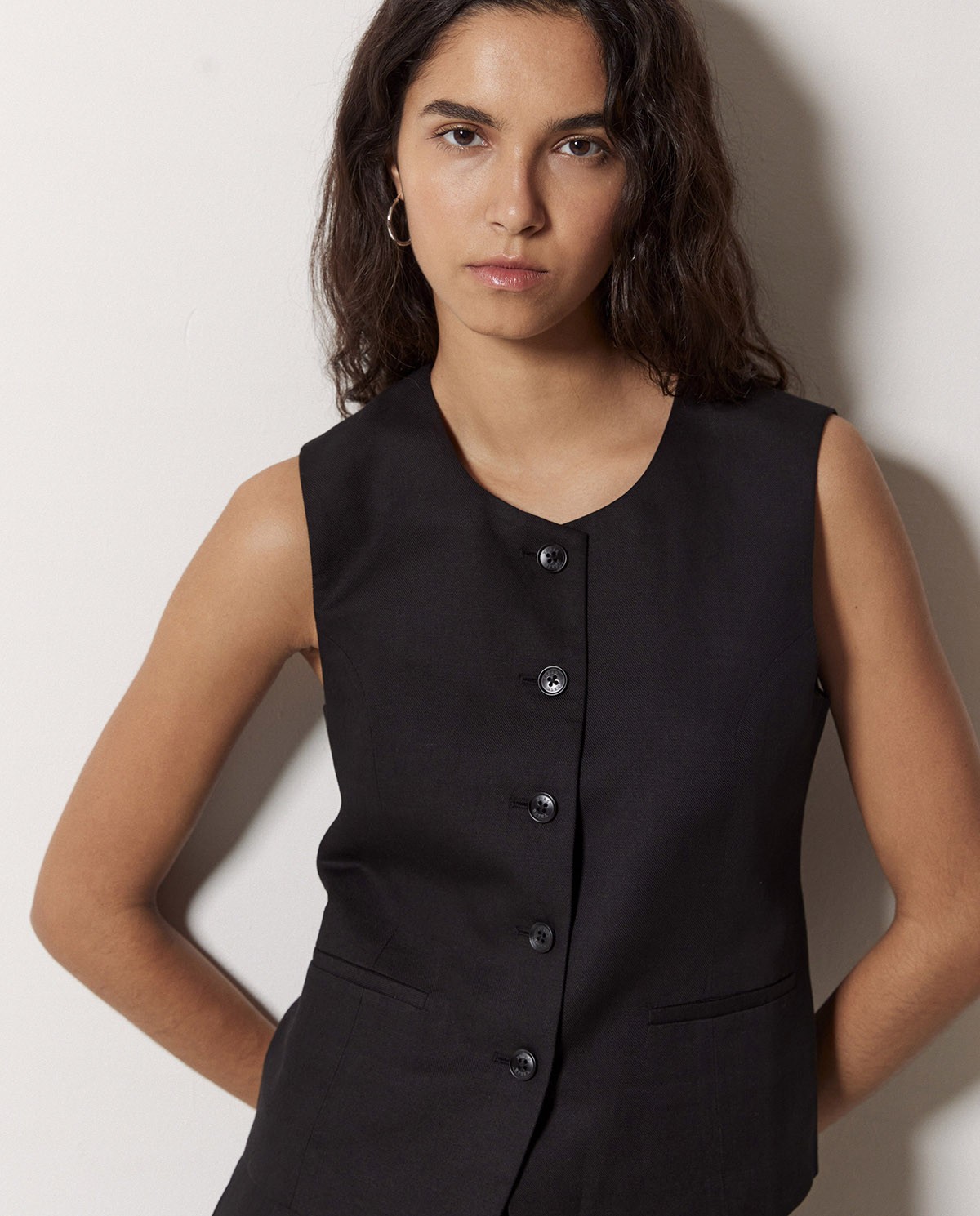 Gilet en lin mélangé noir