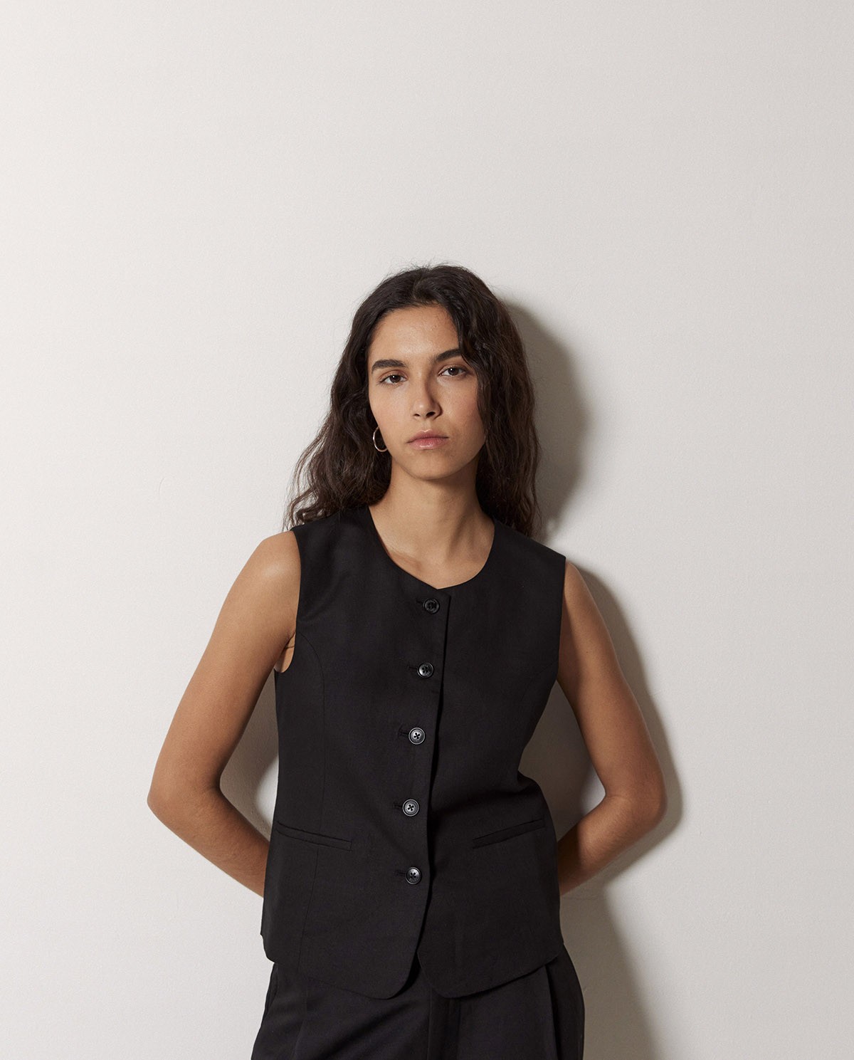 Gilet en lin mélangé noir 2