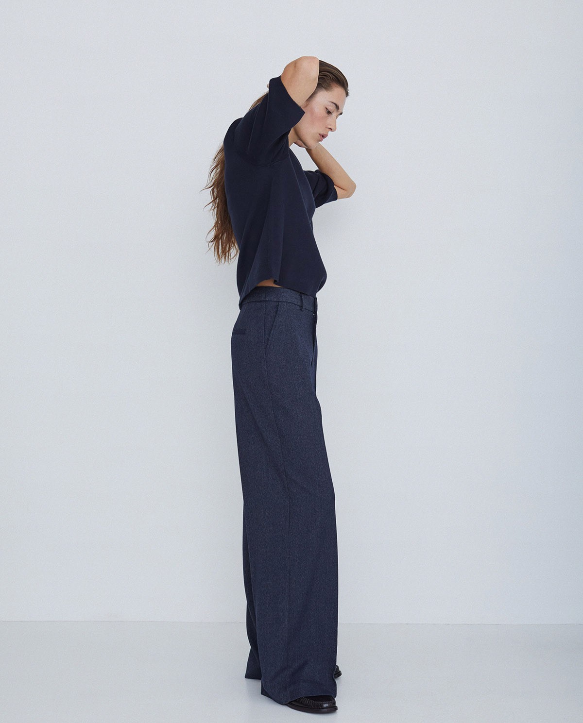 Pantalones wide leg azul marino
