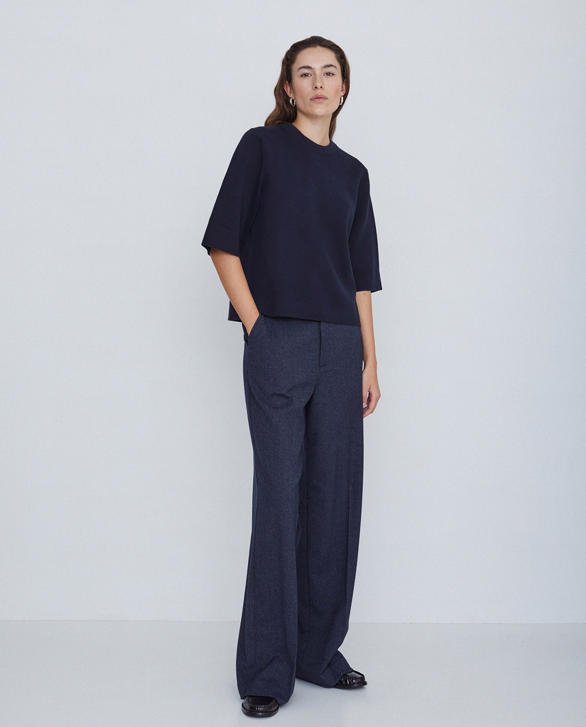 Pantalones wide leg azul marino