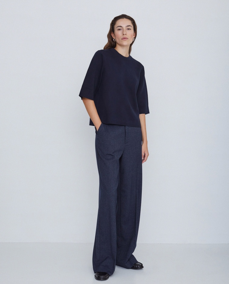 Pantalones wide leg azul marino