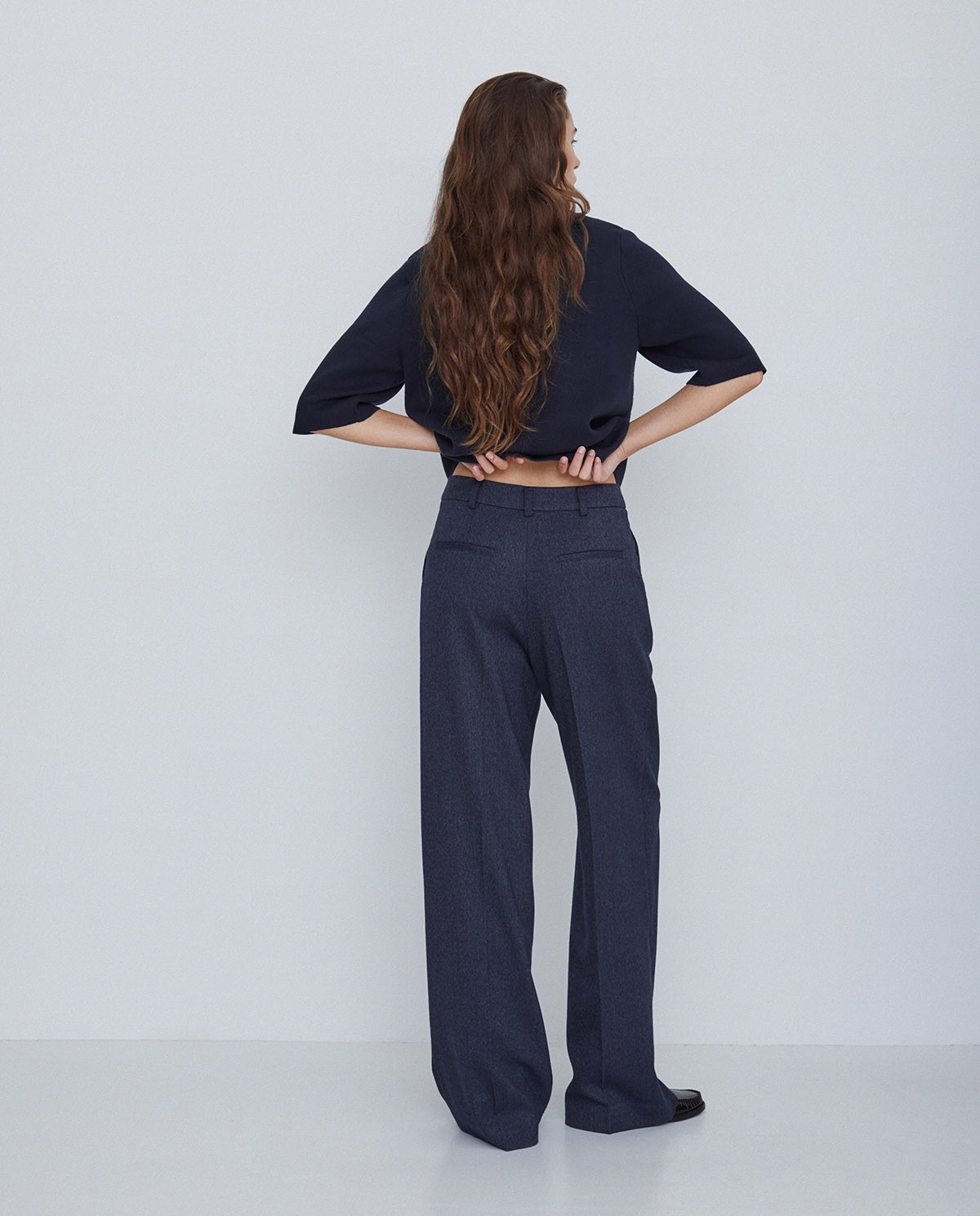 Pantalones wide leg azul marino