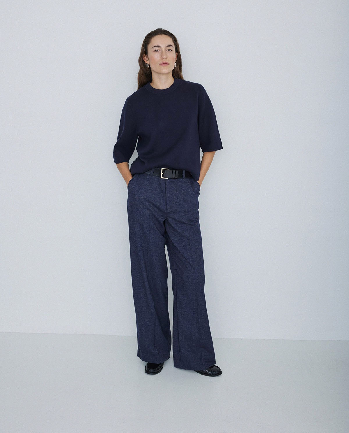 Pantalones wide leg azul marino