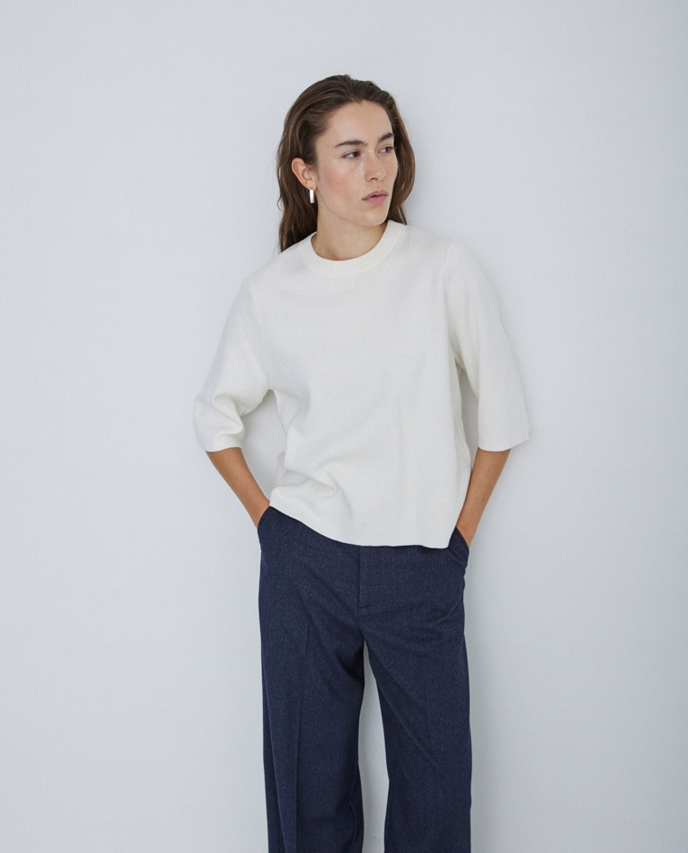 Jersey con cashmere manga 3/4 crudo
