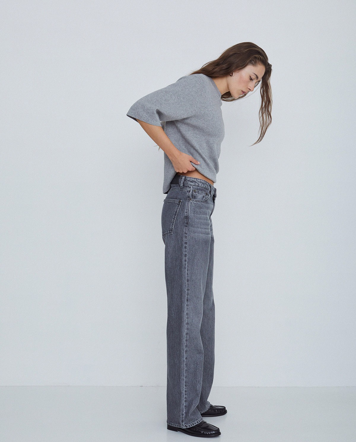 Straight organic cotton jeans grey