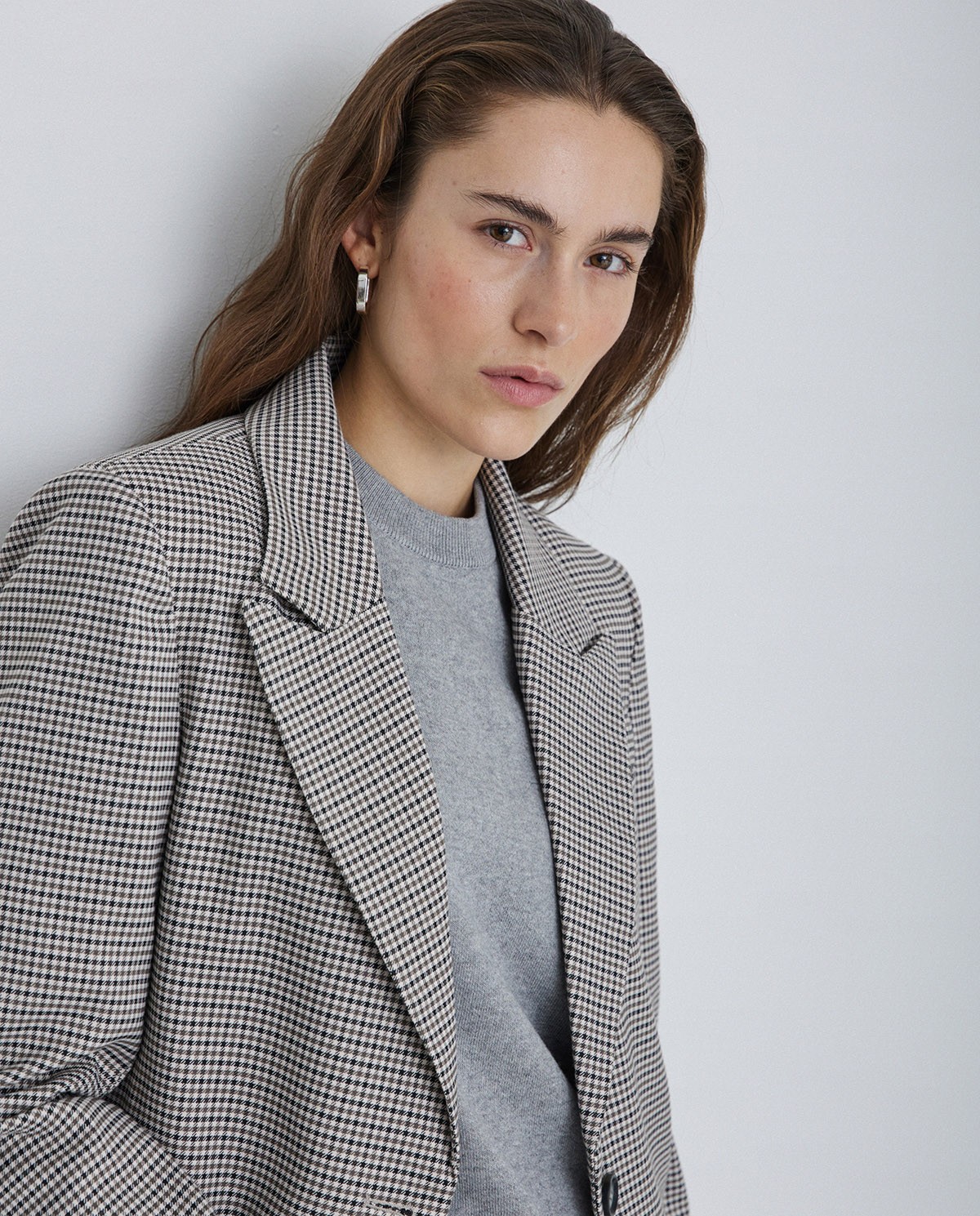 Veste À Carreaux Col À Revers écru 2