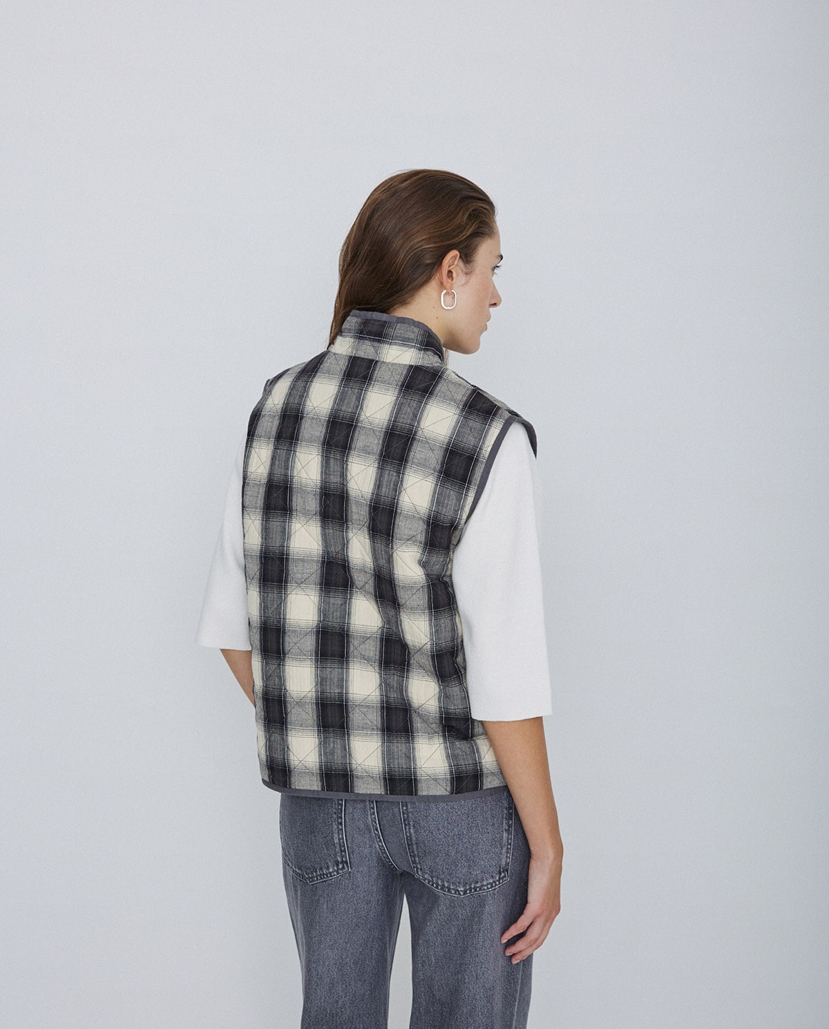 Quilted Plaid Vest black