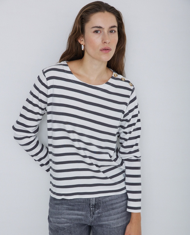 T-Shirt À Épaules Boutonnées anthracite